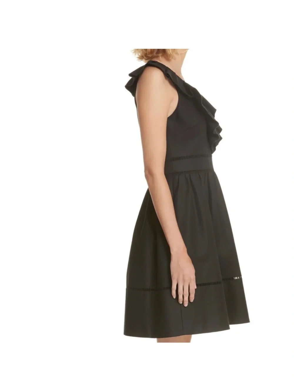 Kate Spade New York Black Ruffle Neck Poplin Dress Sz 4